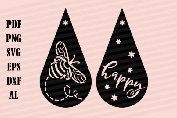 Download Drop Earrings Bee Happy Summer Cut Files - Summer cut file Collection